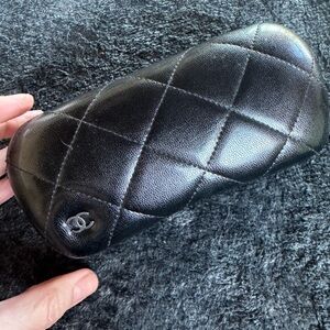 CHANEL Black Quilted Leather Sunglasses case